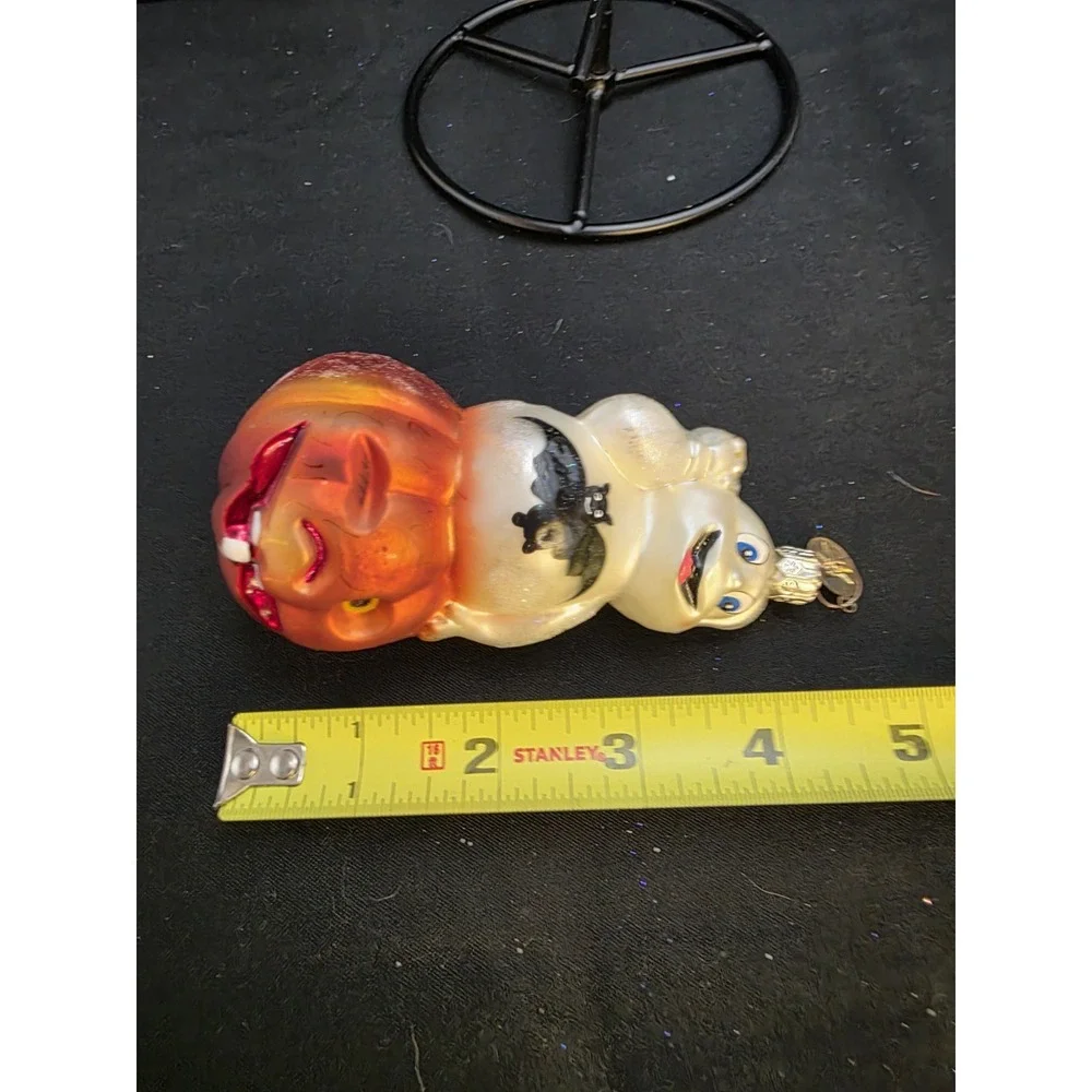 VTG Christopher Radko Trick Or Treat Halloween Witch Glass Ornament Ghost 4.5